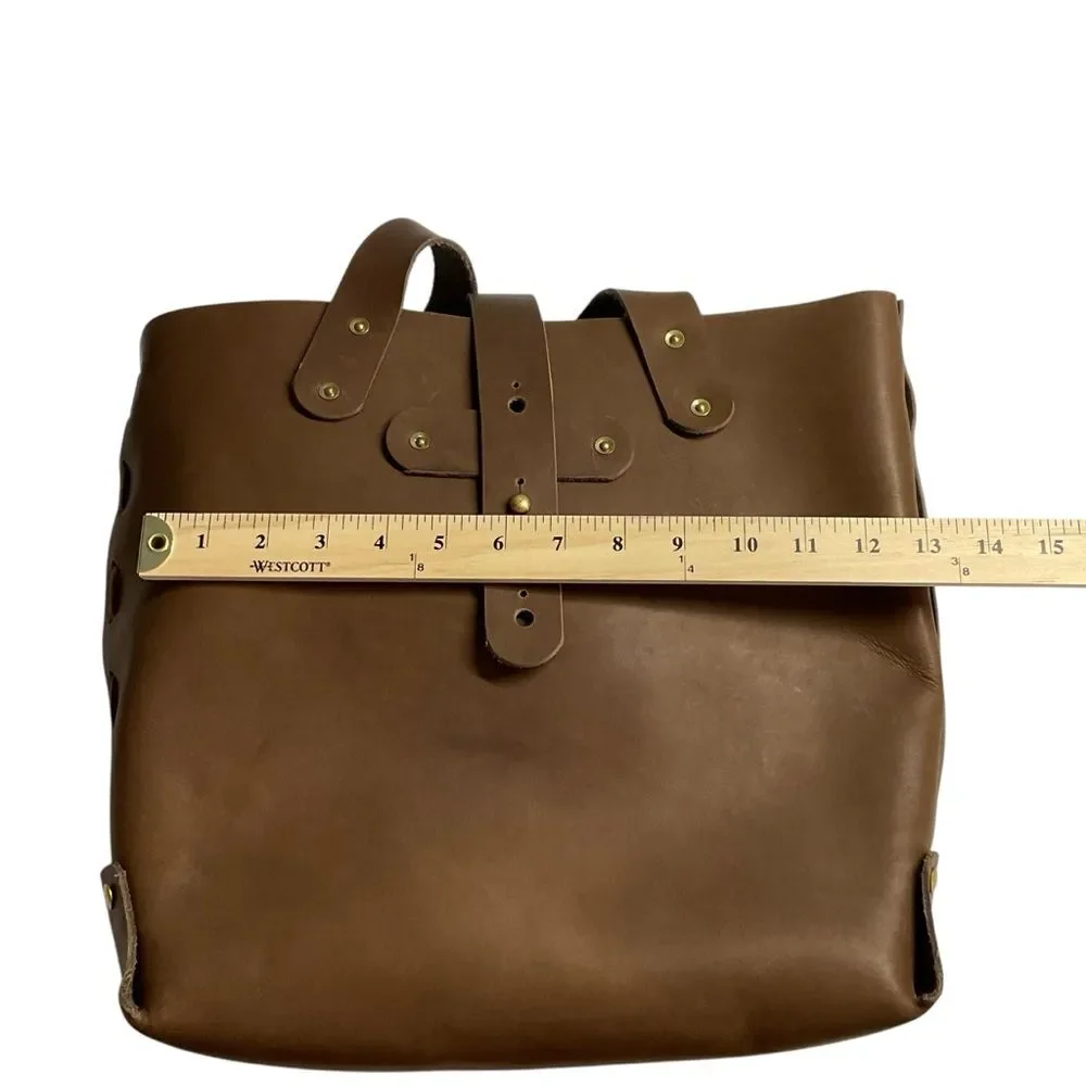 Handcrafted Chocolate Brown Leather Shoulder Tote Bag